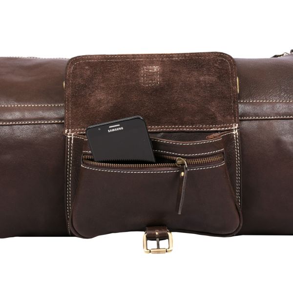 Pamplona Leather Duffle Bag - Coffee Brown