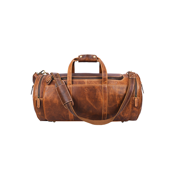 Cordoba Leather Barrel Bag - Caramel Brown