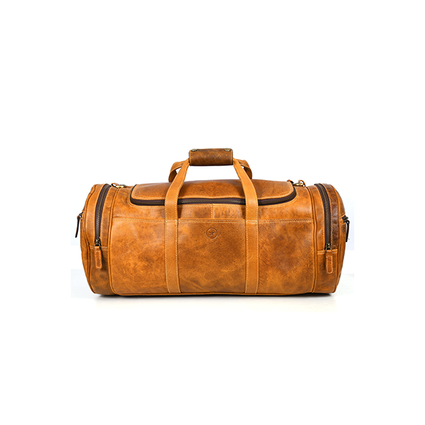 Cordoba Leather Barrel Bag - Tangerine