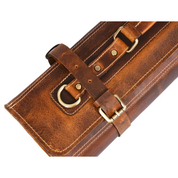 Vicenza Leather Knife Roll - Caramel Brown