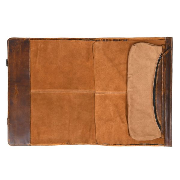 Vinceza Leather Knife Roll & Bag Combo - Tawny Brown
