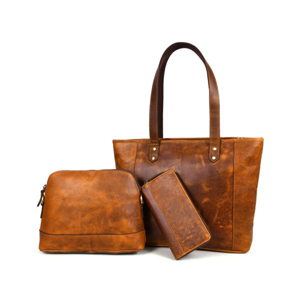 Mieres Travel Tote Bag Combo – Caramel Brown
