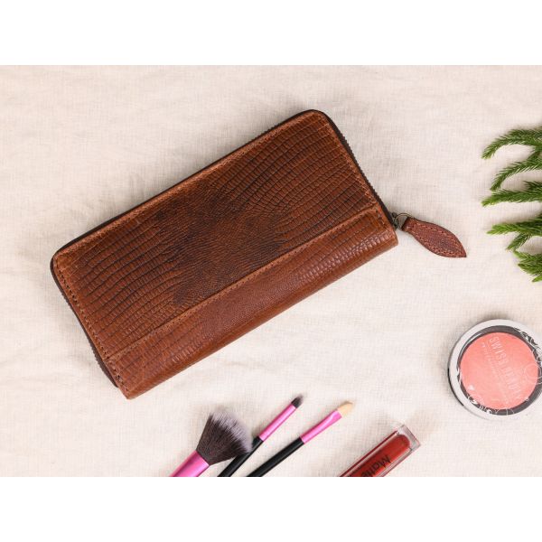 Victoria Leather Clutch - Gingerbread