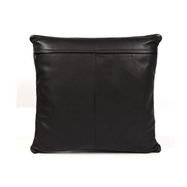 Baltimore Leather Pillow Cover - Raven Black