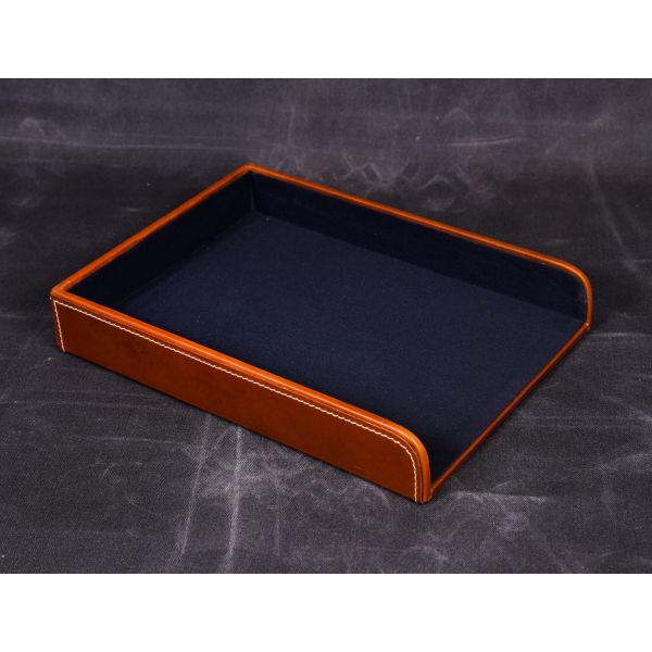 Morefo Leather Letter Tray - Caramel Brown