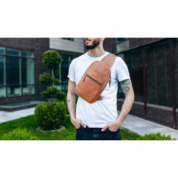 Alvin Leather Backpack - Caramel Brown