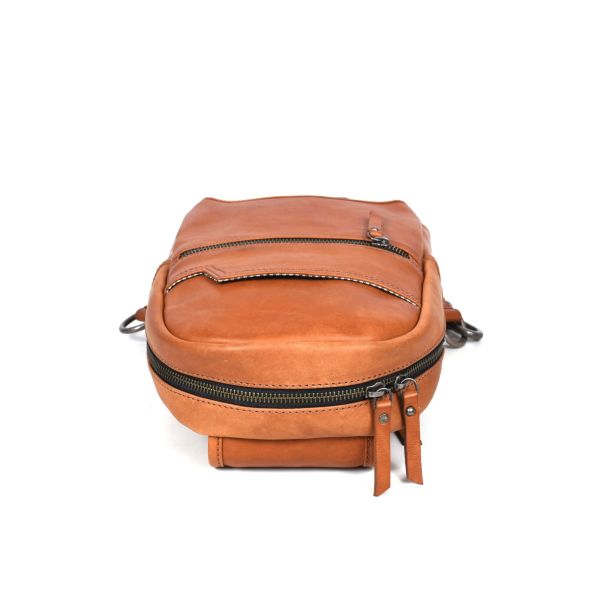Alvin Leather Backpack - Caramel Brown