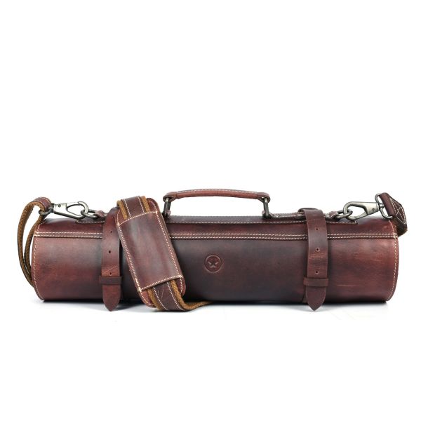 Tuscania Leather Knife Roll & Bag Combo - Walnut Brown