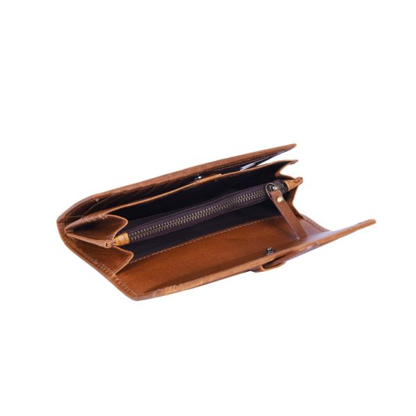 Mesa  Hand Tooled Leather Clutch - Caramel Brown