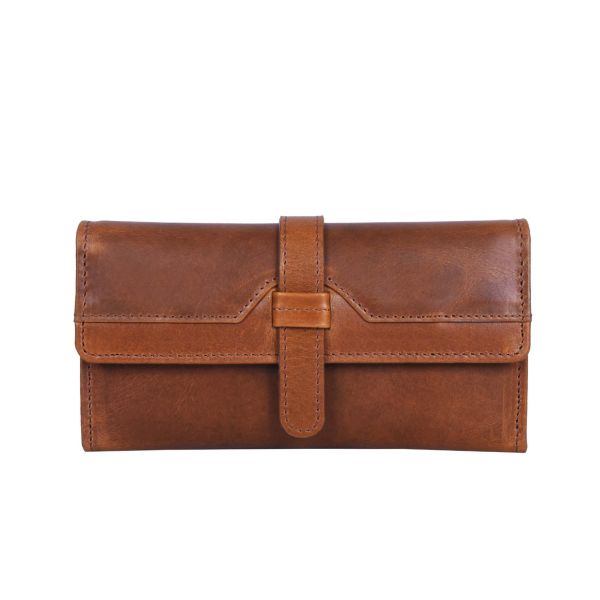 Mesa  Hand Tooled Leather Clutch - Caramel Brown