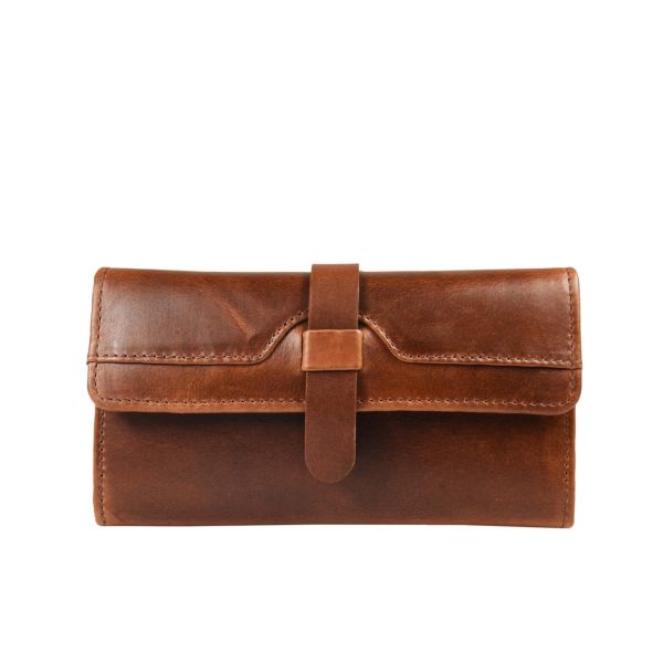 Mesa  Hand Tooled Leather Clutch -  Brown