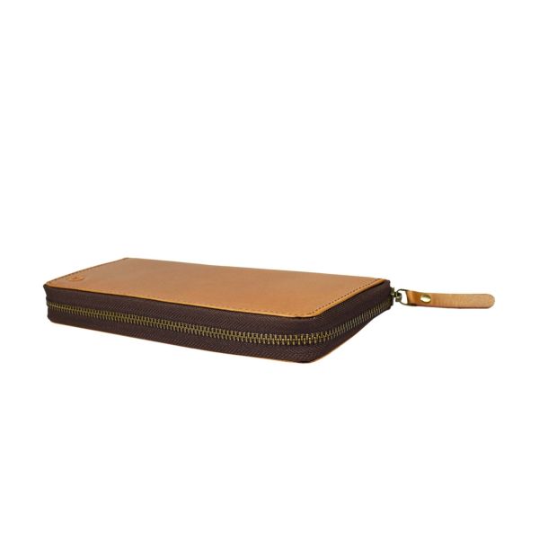 Tucson Hand Tooled Leather Clutch - Caramel