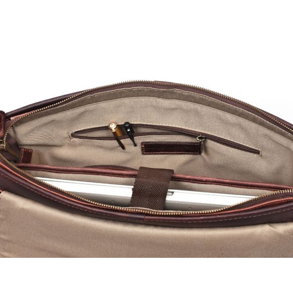 Savona Leather Messenger Bag - Walnut Brown