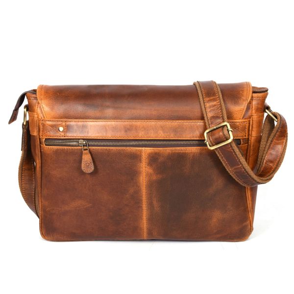 Savona Leather Messenger Bag - Caramel Brown 
