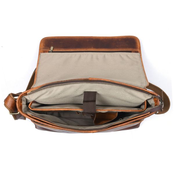 Savona Leather Messenger Bag - Caramel Brown 