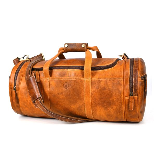 Cordoba Leather Barrel Bag - Tangerine