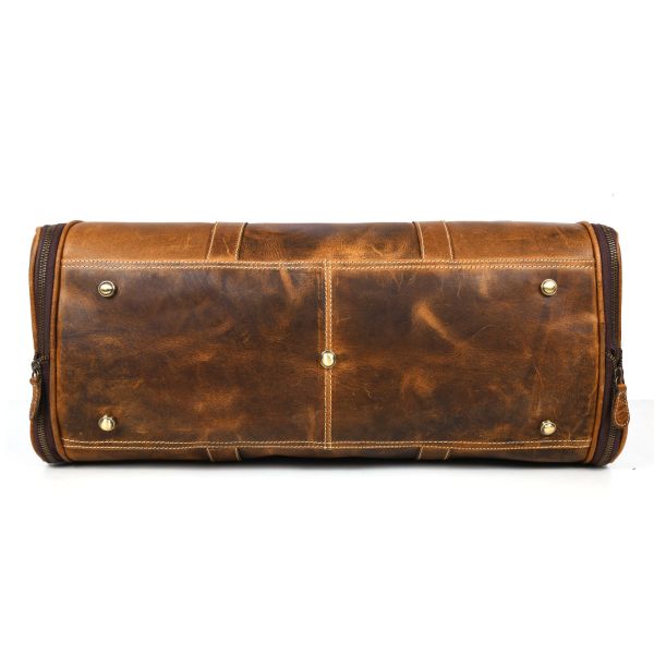 Puertollano Leather Duffle Bag - Caramel Brown