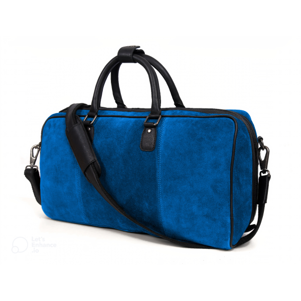Abacus Leather Suede Travel Bag - Suede Blue 