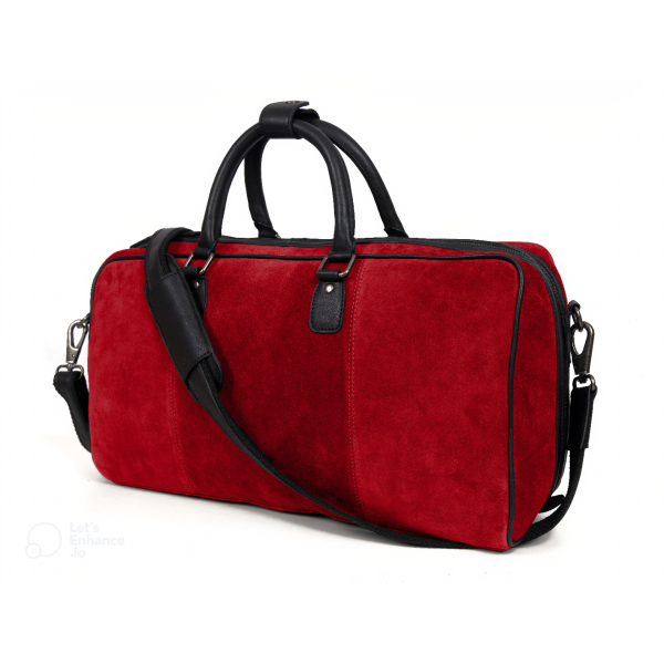 Abacus Leather Suede Travel Bag - Suede Red 