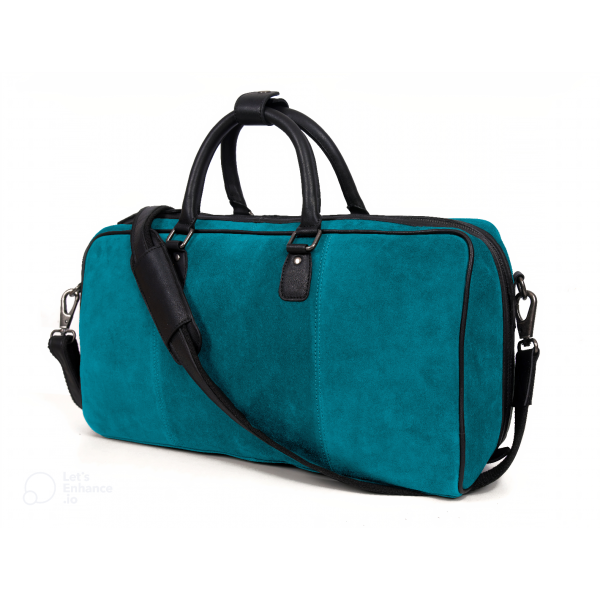 Abacus Leather Suede Travel Bag - Suede Teal