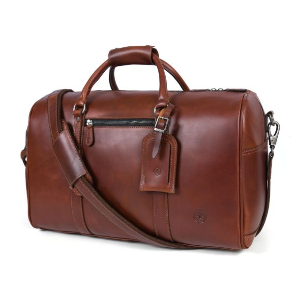 Austin Leather Overnight Bag - Walnut