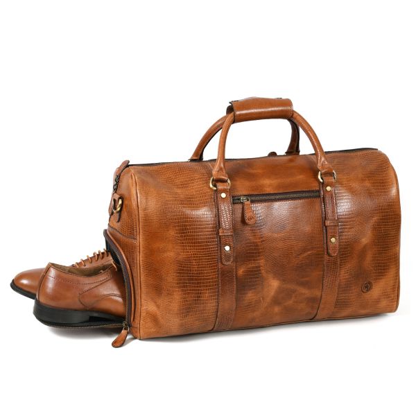 Austin Leather Overnight Bag - Cerulian