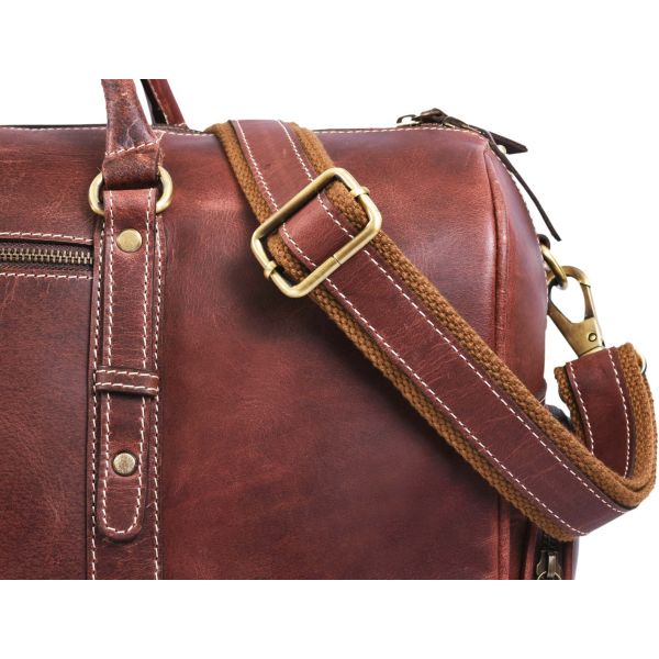 Arezzo Leather Overnight Bag - Walnut Brown