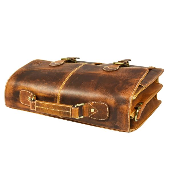 Phoenix Leather Briefcase - Caramel Brown