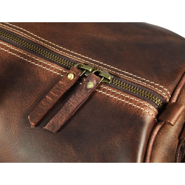 Pamplona Leather Duffle Bag - Walnut Brown