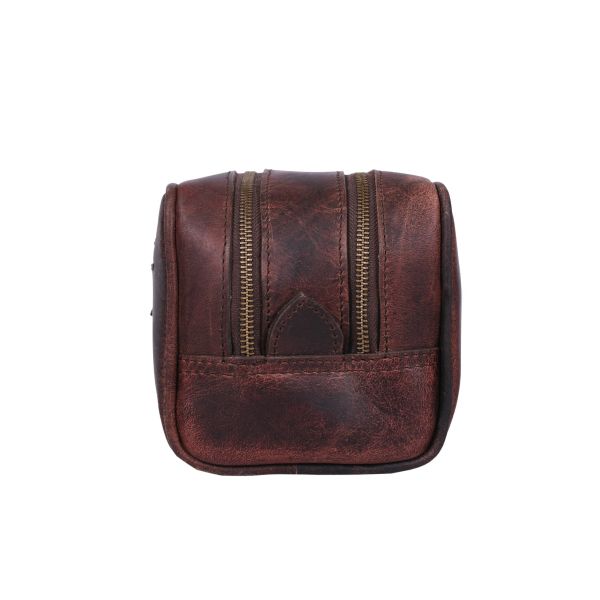 Tampa Leather Toiletry Bag - Walnut Brown