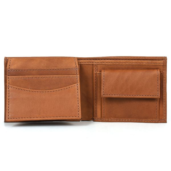 Telde Leather Bifold Mens Wallet - Caramel Brown