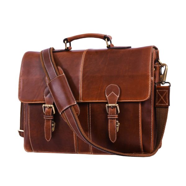 Phoenix Leather Briefcase - Chestnut