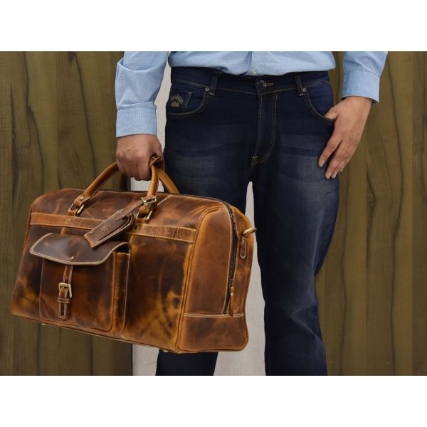 Bolzano Leather Duffle Bag - Caramel Brown