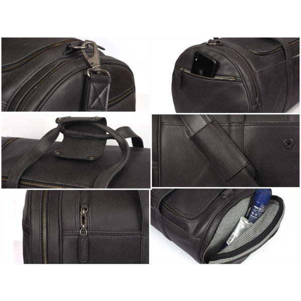Cordoba Leather Barrel Bag - Raven Black