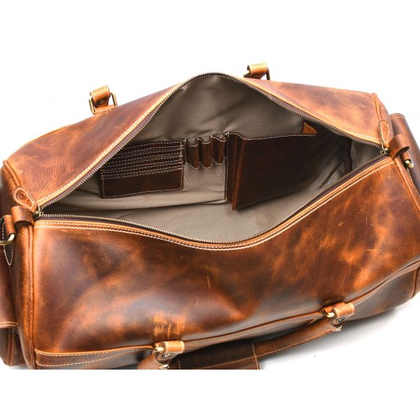 Pamplona Leather Duffle bag - Caramel Brown
