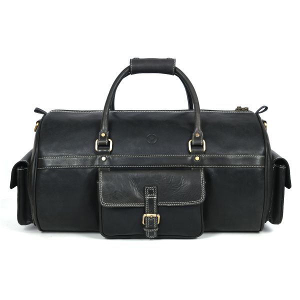 Pamplona Leather Duffle bag - Raven Black