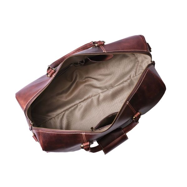 Taranto Leather Weekender Bag - Hickory Brown