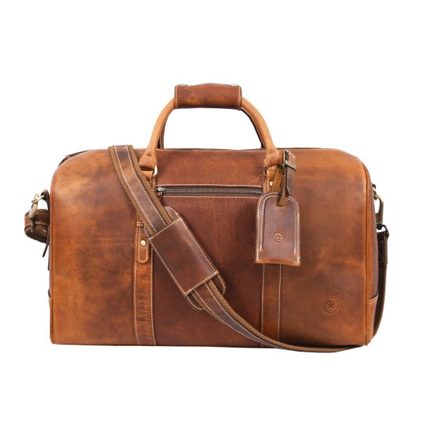 Taranto Leather Weekender Bag Combo - Caramel Brown