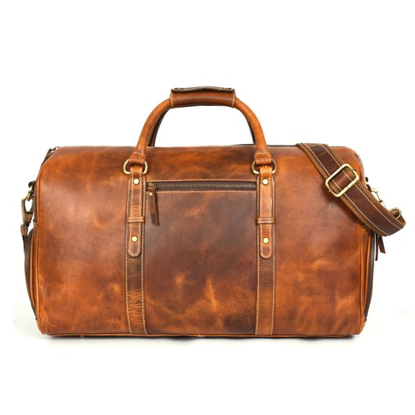 Arezzo Leather Overnight Bag - Caramel Brown