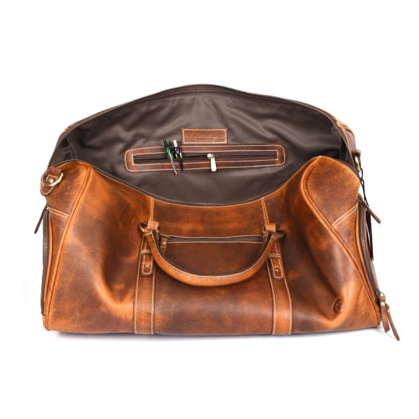 Arezzo Leather Overnight Bag - Caramel Brown