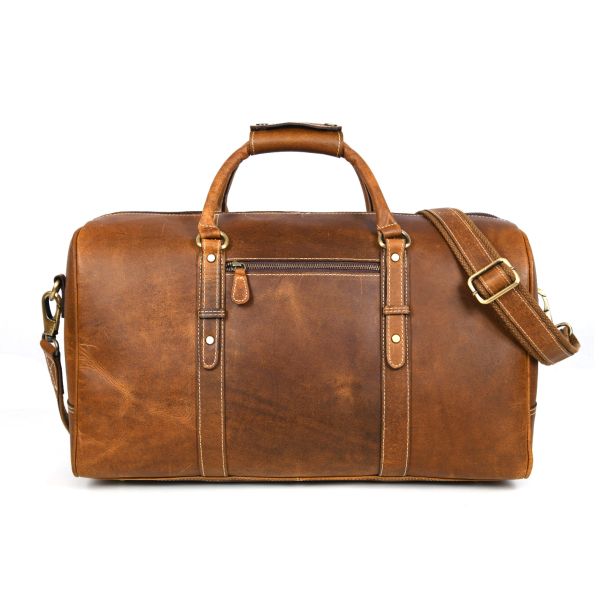 Taranto Leather Weekender Bag - Tawny Brown