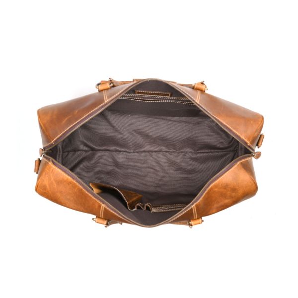 Taranto Leather Weekender Bag - Tawny Brown