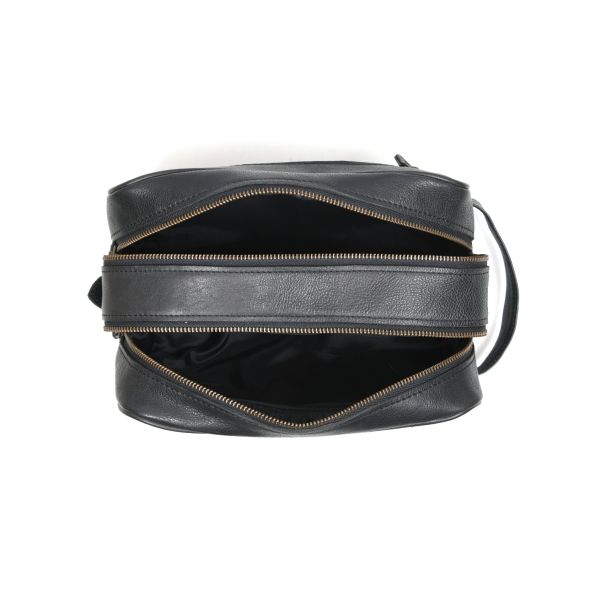 Tampa Leather Toiletry Bag - Raven Black