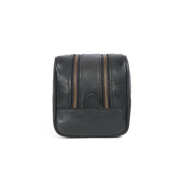 Tampa Leather Toiletry Bag - Raven Black