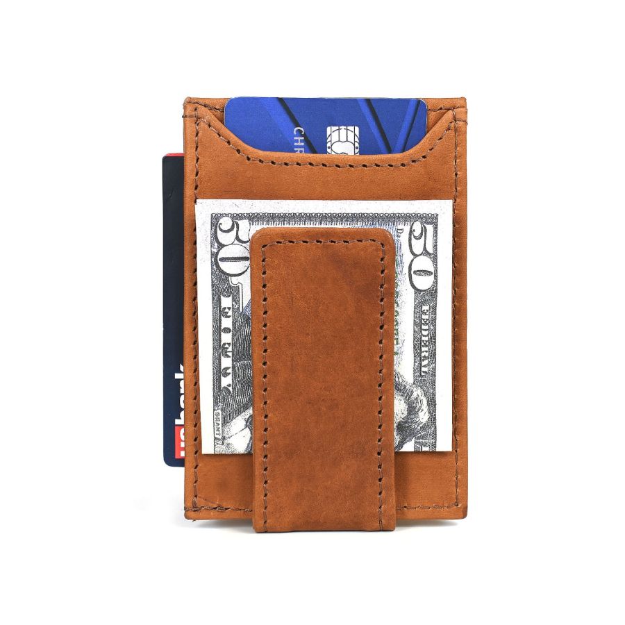Leather Money Clip Wallet. Mens Wallet With Money Clip. Slim