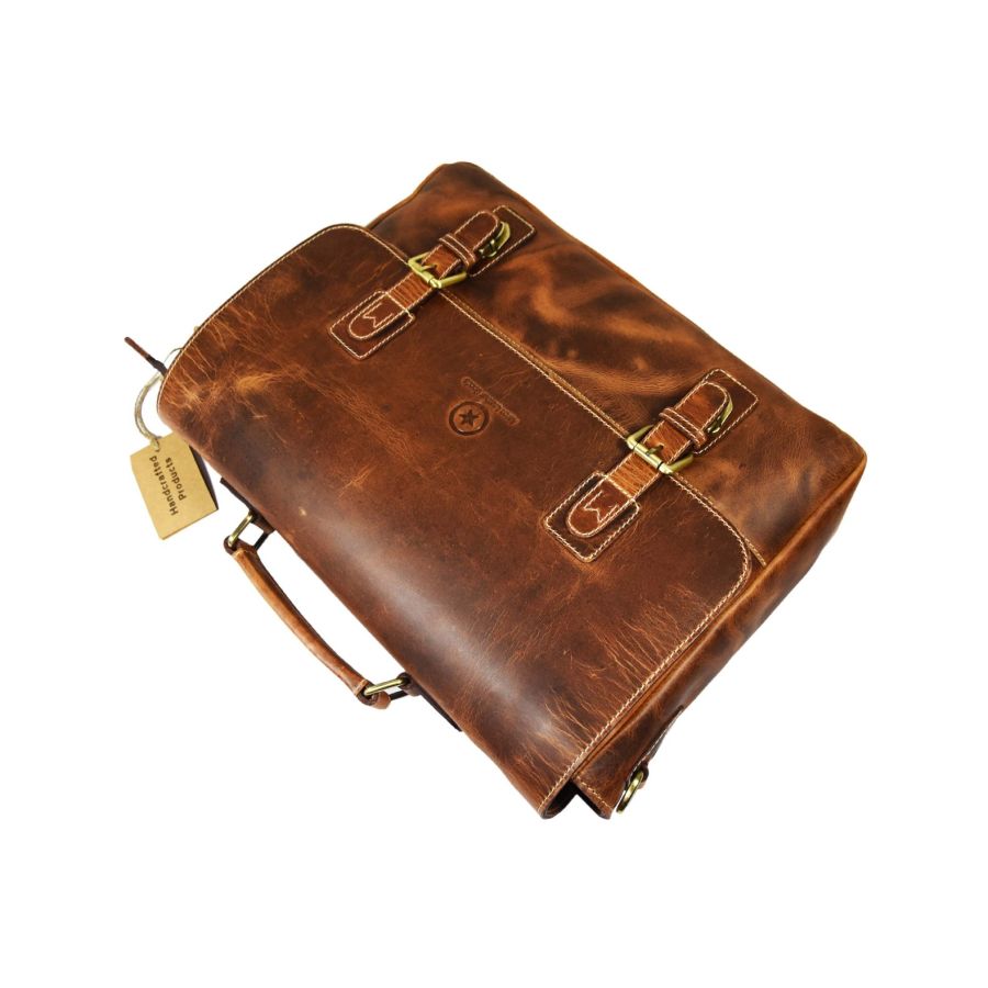 Utopia Leather Office Bag - Caramel Brown