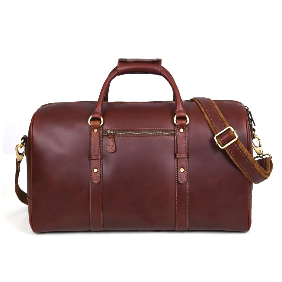 Taranto Leather Weekender Bag Combo - Pecan Brown