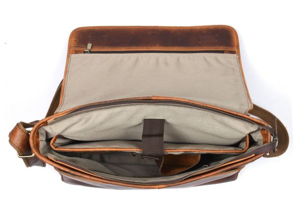 Savona Leather Messenger Bag - Caramel Brown
