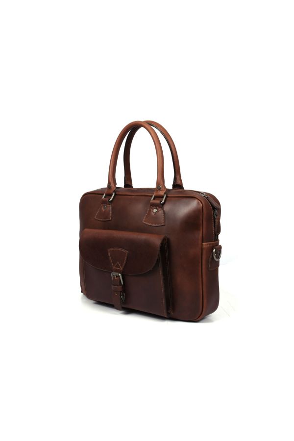 Miramas Leather Office Bag – Walnut Brown