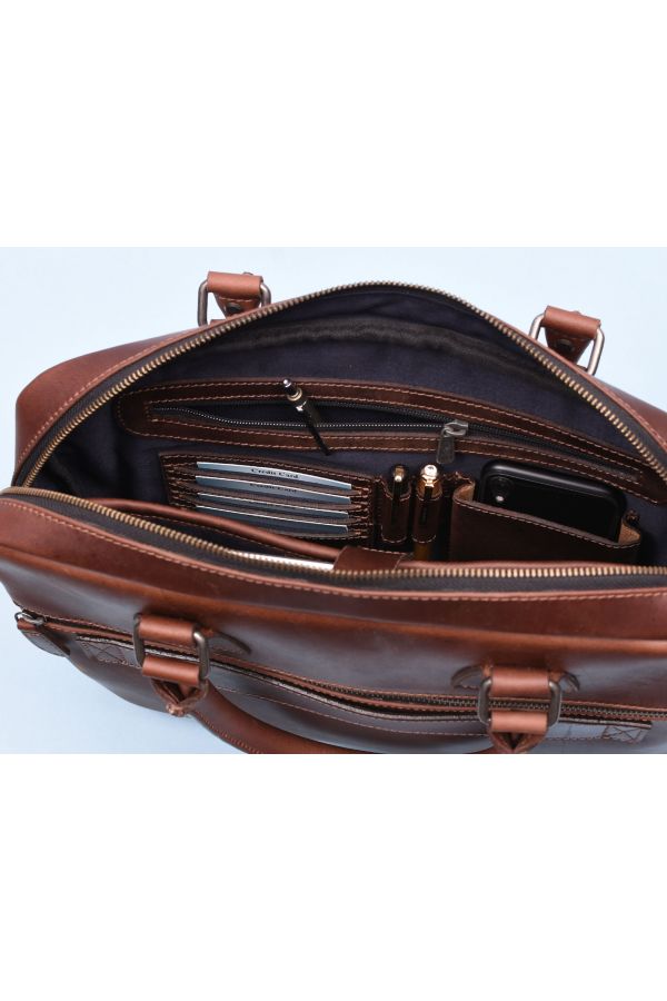 Miramas Leather Office Bag – Walnut Brown